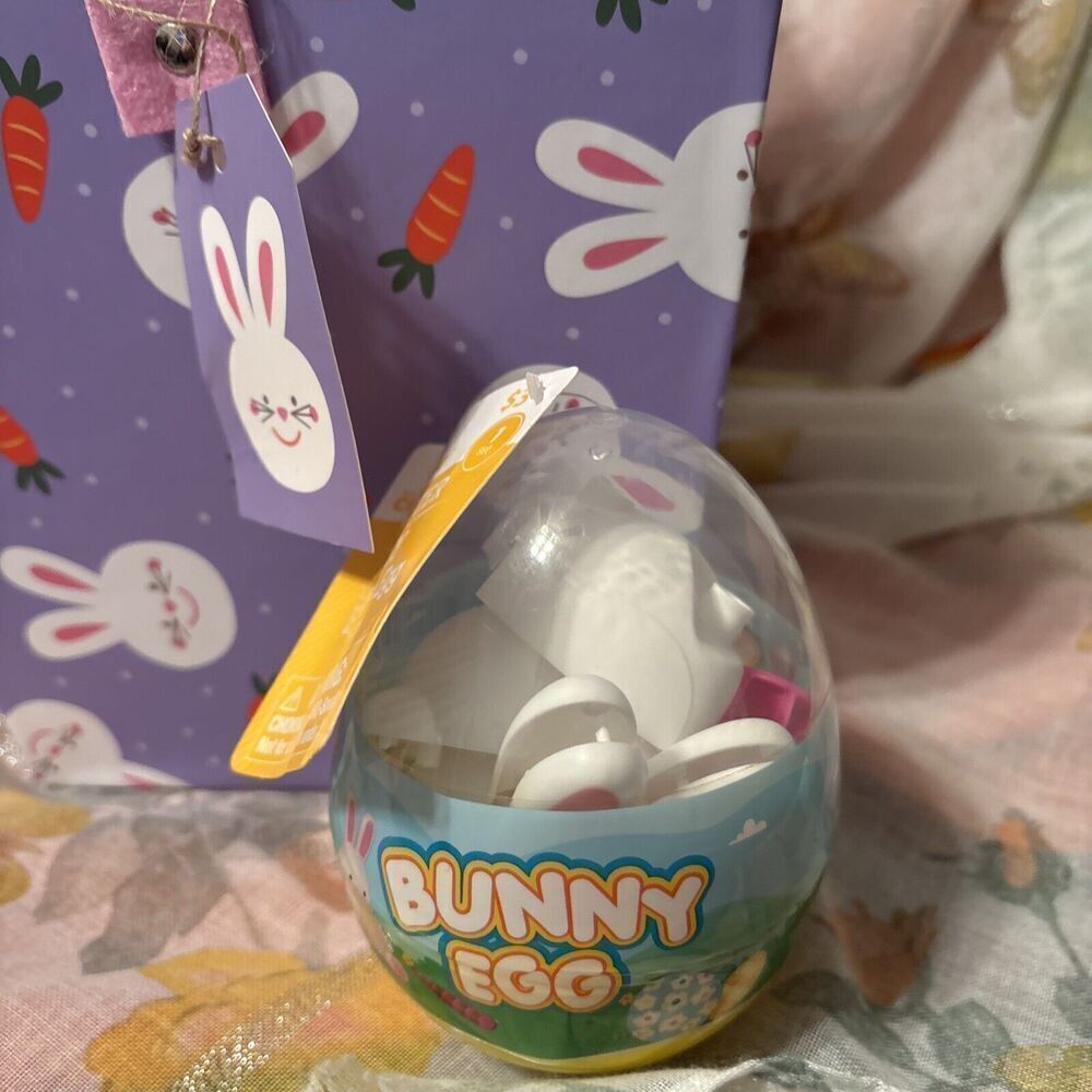 HAPPY EASTER HEAVY CARDBOARD GIFT BOX/ BASKET FOR KIDS WITH BUNNY EGG - Picture 2 of 5